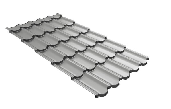 Металлочерепица квинта плюс с 3D резом 0,45 PE RAL 9006 бело-алюминиевый купить в Котласе