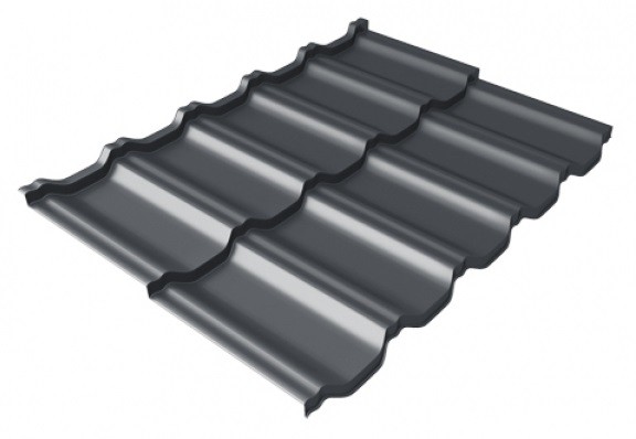Металлочерепица модульная Квинта Uno Grand Line c 3D резом 0,5 Satin Мatt RAL 7024 мокрый асфальт купить в Котласе
