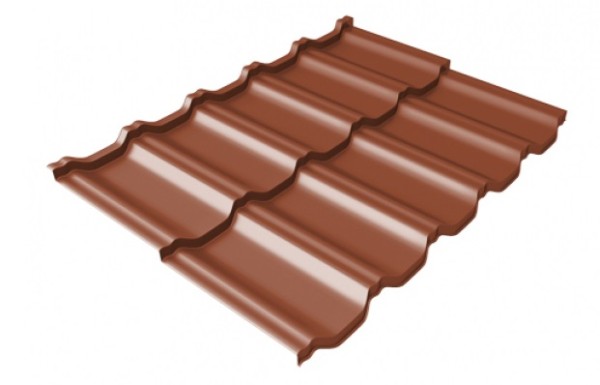 Металлочерепица модульная Квинта Uno Grand Line c 3D резом 0,45 PE RAL 8004 терракота купить в Котласе