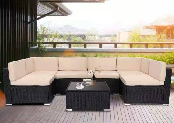 Диван-Трансформер AFINA модульный плетеный из иск. ротанга YR822_Black/Beige купить в Котласе