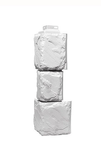 Угол наружный «Камень крупный»  Мелованный белый купить в Котласе