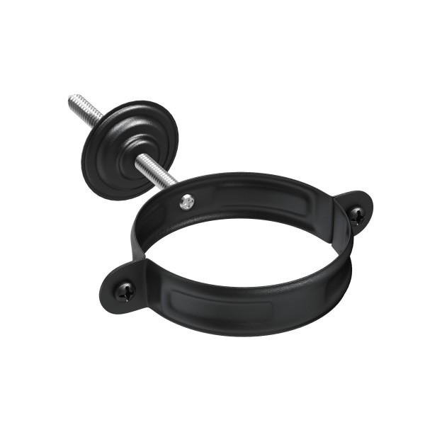 Водосток Aquasistem, система 125x90 - Комплект крепления трубы RAL 9005 Чёрный купить в Котласе