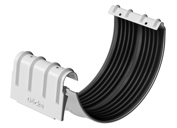 Соединитель желобов D125 Döcke STAL PREMIUM Пломбир, (RAL 9010) купить в Котласе